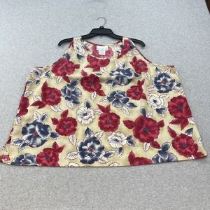 SUSAN GRAVER STYLE Tank top Blouse Womens Size 3x Floral Print Made in USA Poly
